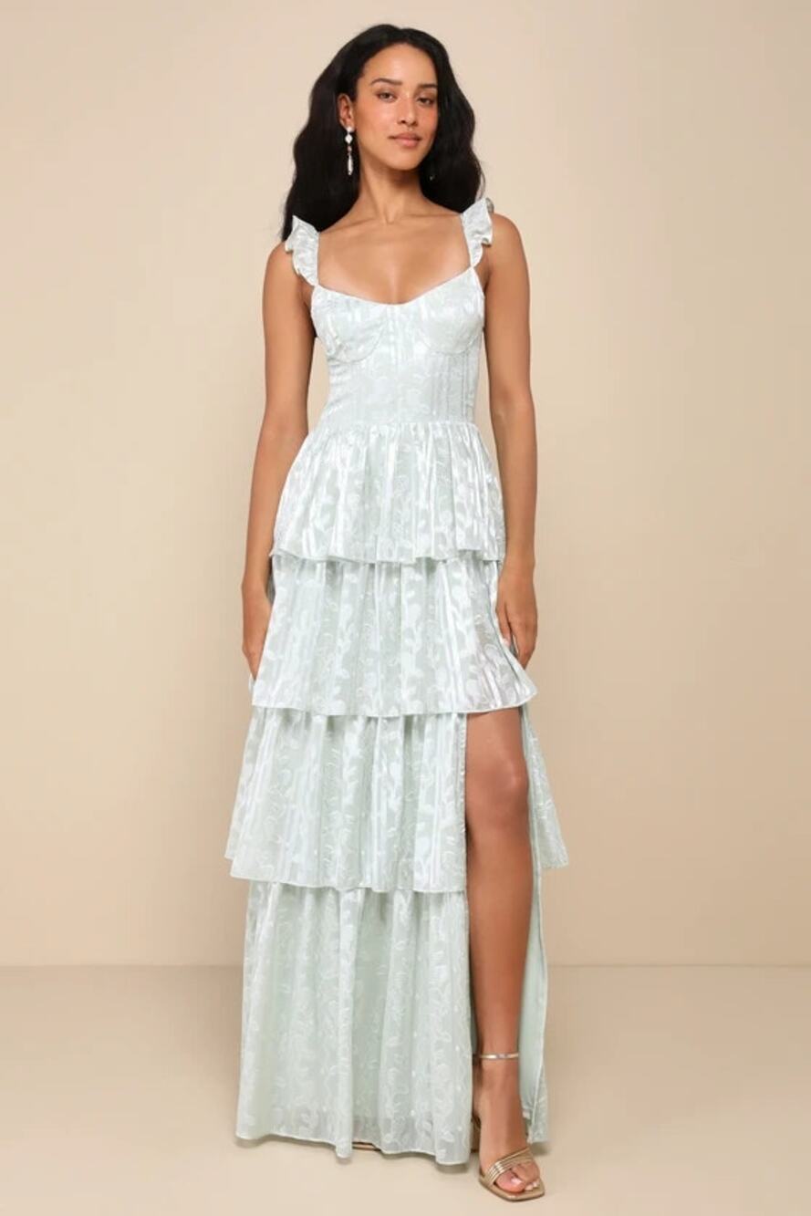 Lulu's Pale Mint Tiered Maxi Dress